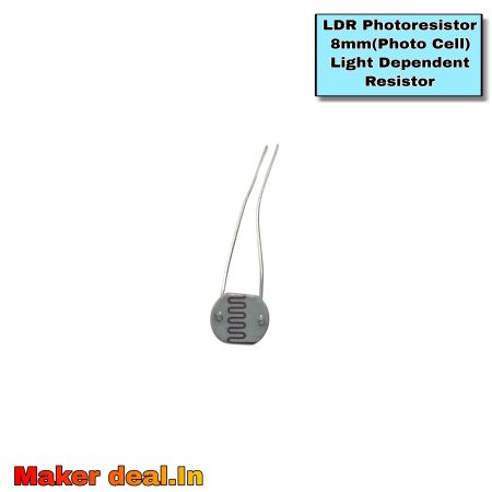 LDR PHOTORESISTOR 8 MM ( PHOTO CELL) LIGHT DEPENDENT RESISTOR
